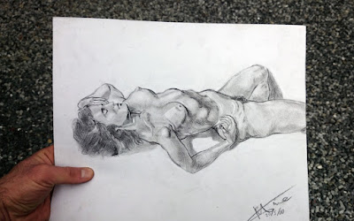 Woman body - sketch drawing by ben heine