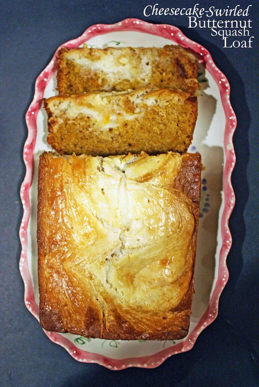 vegan roasted butternut squash bread with cheesecake swirl