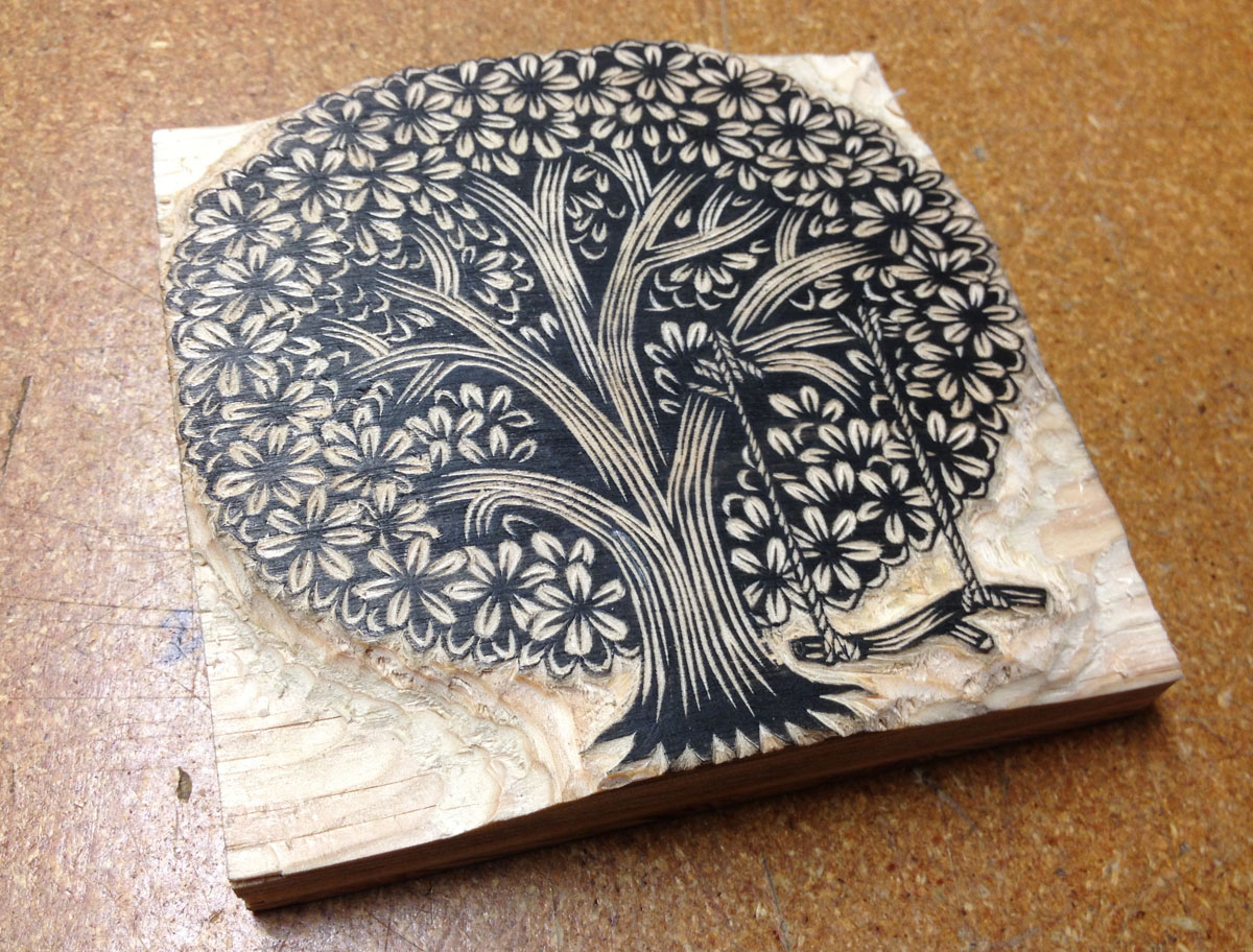 Tugboat "TREE SWING" WOODBLOCK PRINT