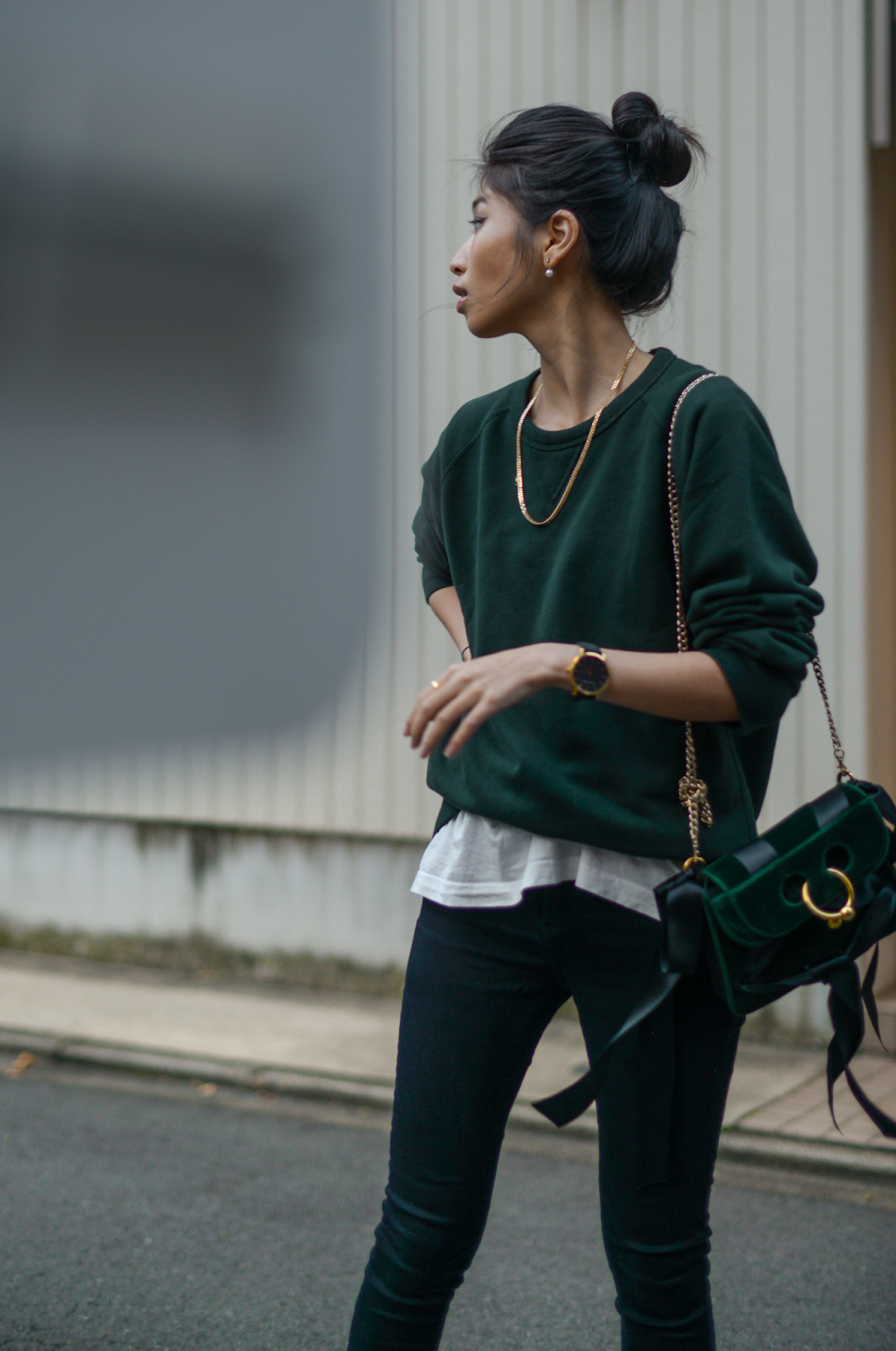 Casual Green Sweater Outfit, Shopbop Sale, Uniqlo Hunter Green Sweater, FOREVERVANNY style, Tokyo Street Style, Casual Fall Outfits / Something Green (+Winter Sales Picks) / FOREVERVANNY