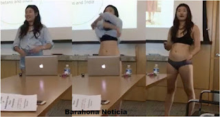 ESTO PASO EN NEW YORK; Estudiante se desnuda en presentación de tesis por pregunta de profesora