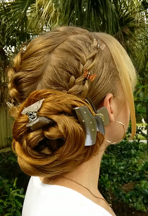 Braids & Hairstyles for Super Long Hair Gold Glitter Updo