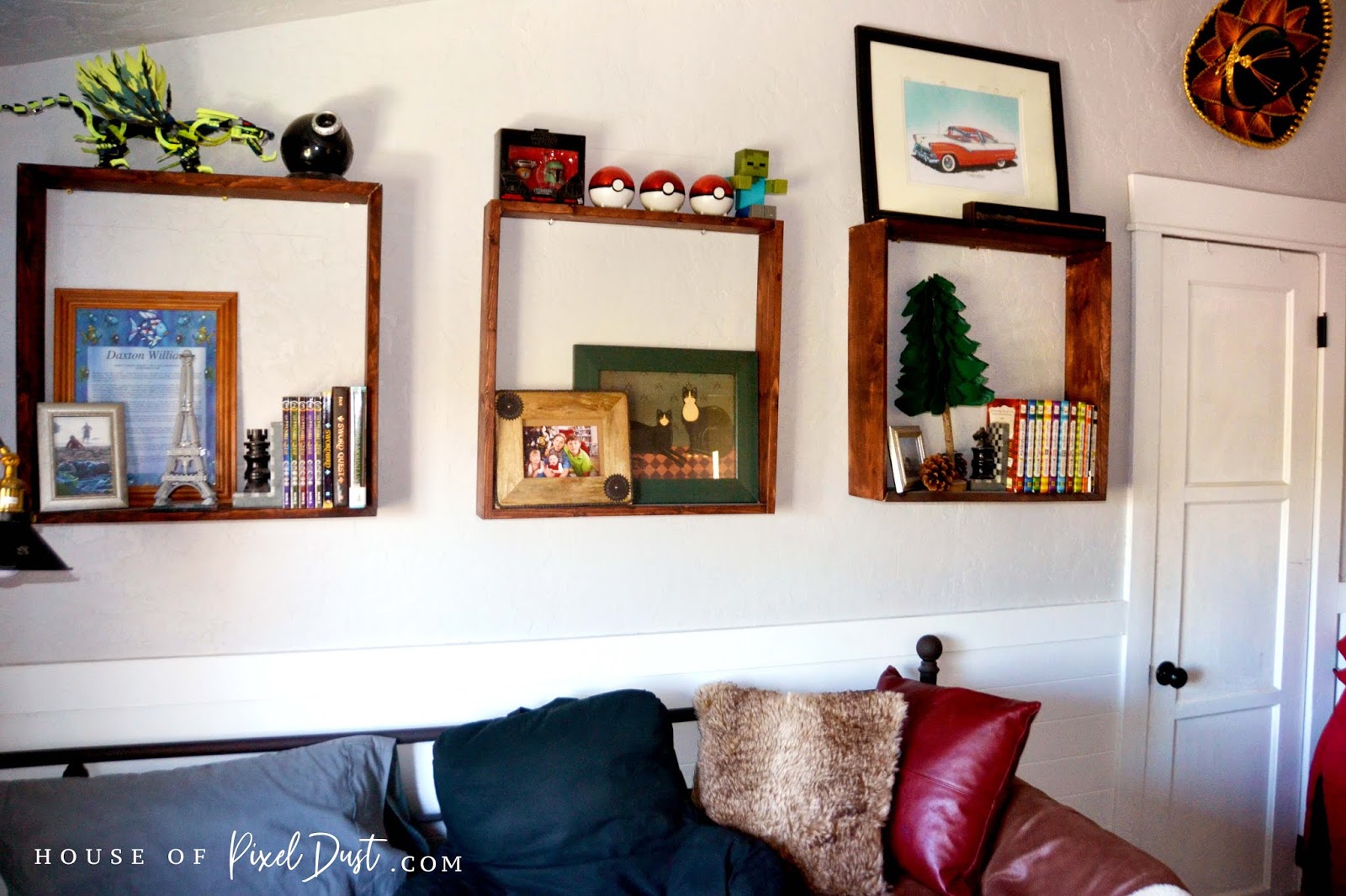 DIY Simple Large Square Wall Shelves (Boys Room Decor) House of Pixel