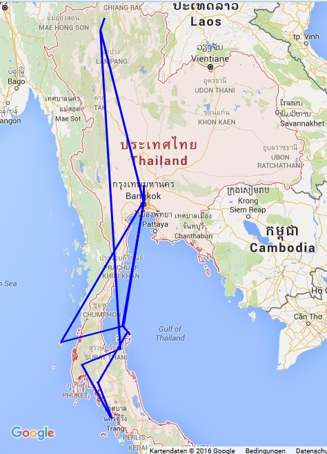 Backpacking Route für 2 Monate Thailand