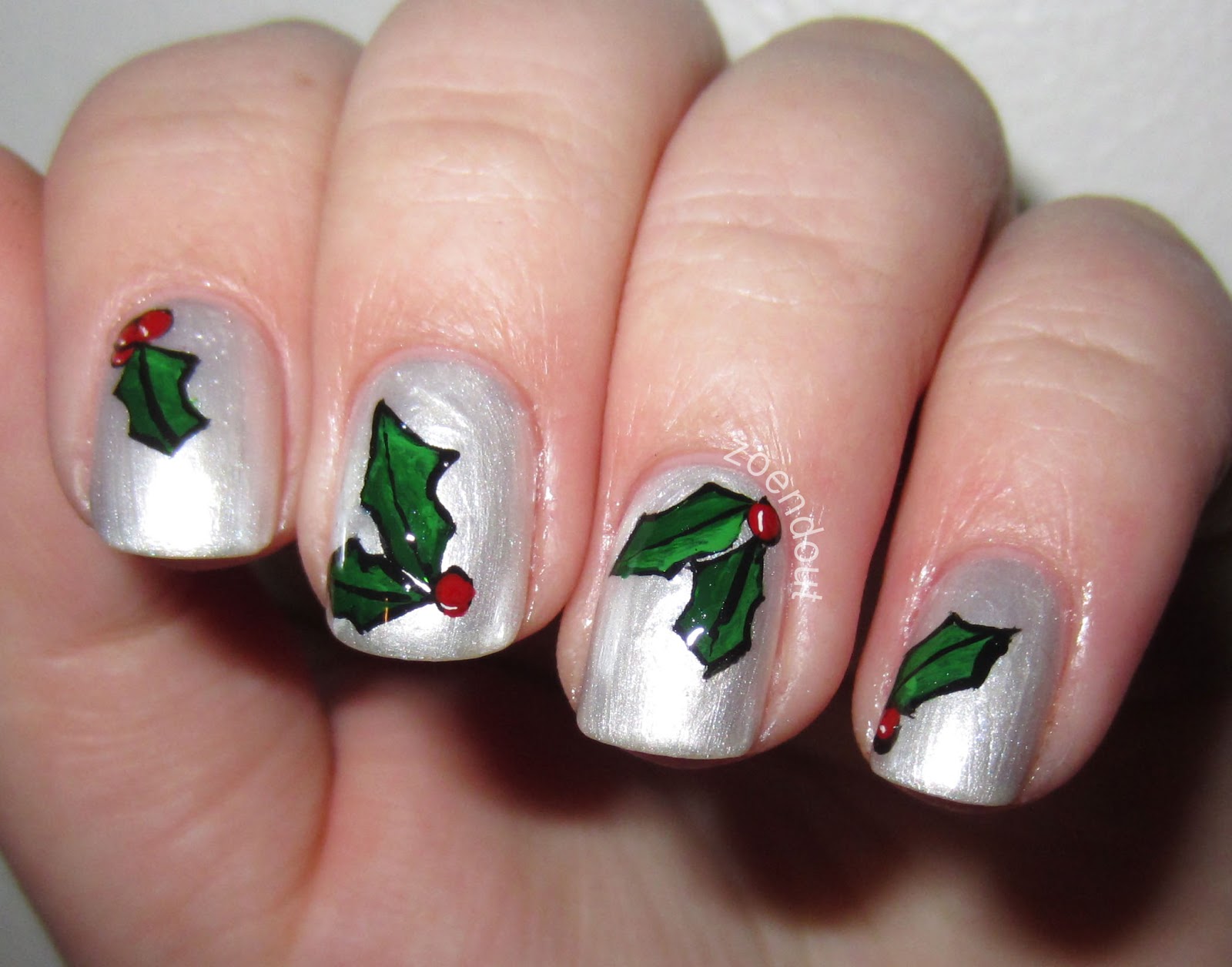 9. Glittery Holly and Berries Nails - wide 10