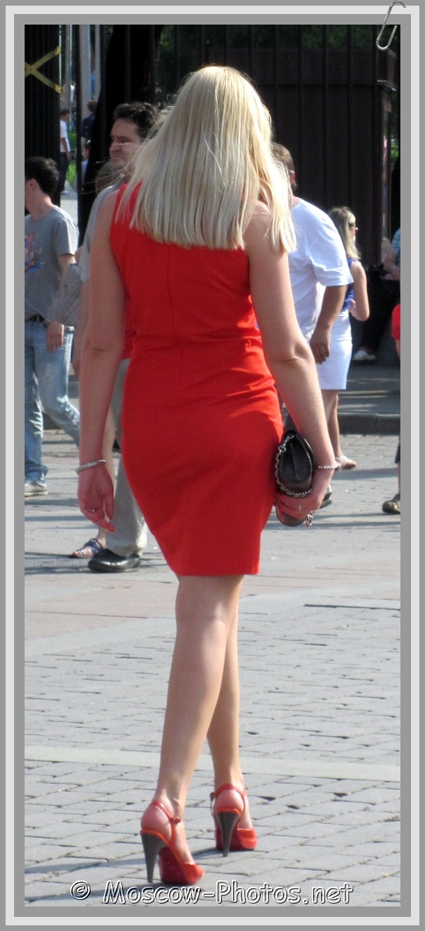Lady in Red Dress Red on High Heels 