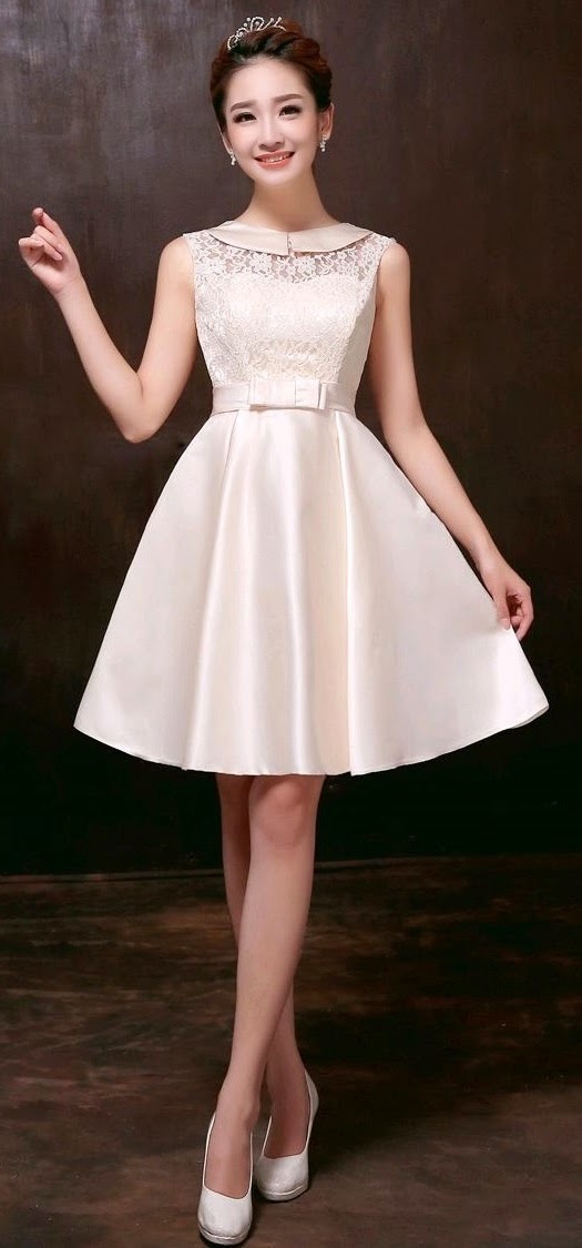 Retro Silk Satin Lace Top Midi Bridesmaid Dress