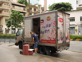 Maxim's bakery truck delivering mooncakes in Macau