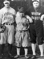 Kenichi Zemura with Babe Ruth and Lou Gehrig
