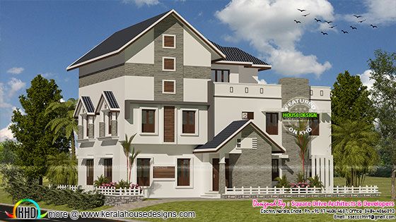 Modern sloping roof villa 3420 sq-ft Modern sloping roof villa 3420 sq-ft