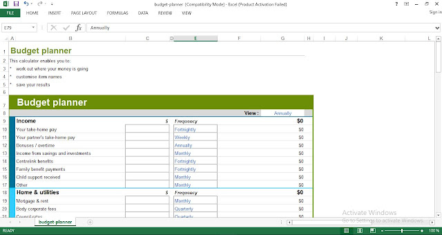 Personal Budget Planner Template Excel