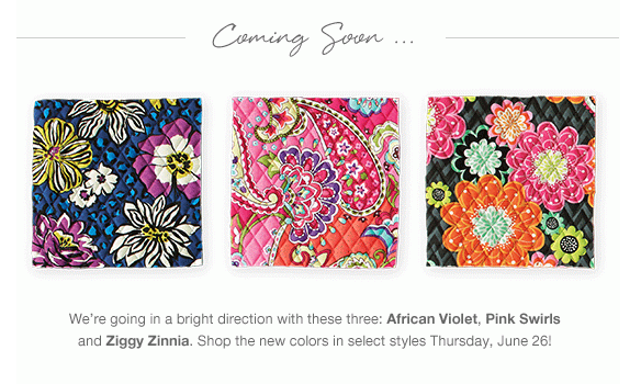 the email from Vera Bradley this morning announcing their new colors ...
