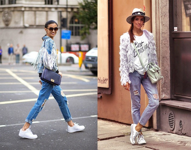 Mùa hạ cần có sneaker trắng bên cạnh cho bạn nữ thêm xin0h