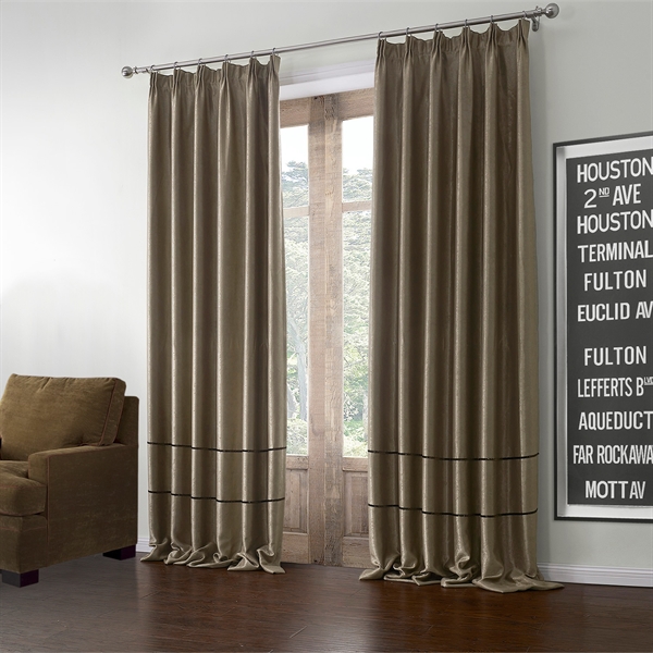 Modern Blackout Curtain Light Brown Solid Polyester & Cotton Window Treatment - 602 ( One Panel )