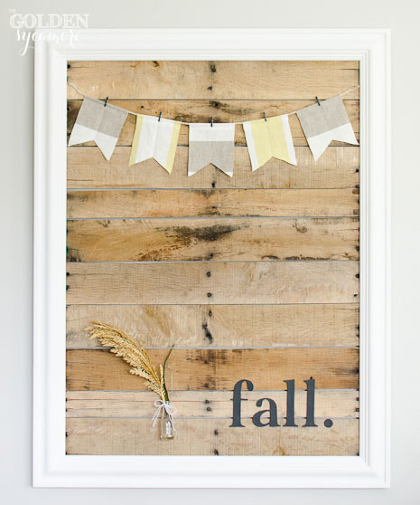 This DIY pallet art by Alison over at Golden Sycamore is an understanded fall decor project that you'll be proud to hang on the wall.
