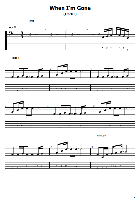 3 Doors Down - When I'm Gone Chords Guitar Tabs And Sheet BASS