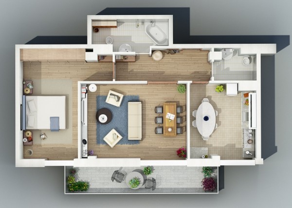 Gambar Denah Apartemen 3D Sederhana Modern Gambar Denah Apartemen 3D Sederhana Modern