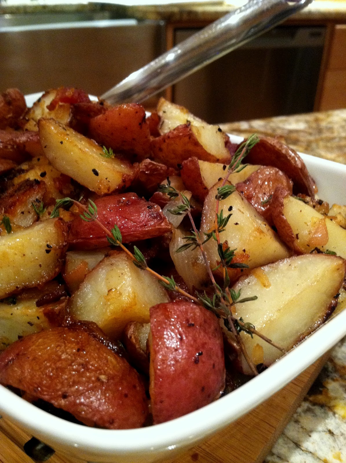 Roasted Potatoes with Pearl Onions and Bacon