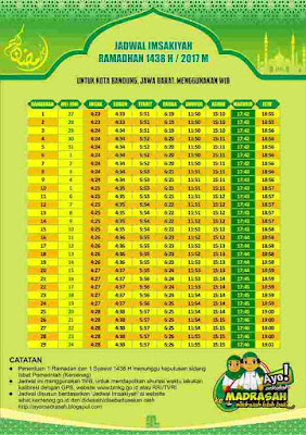 Jadwal Imsakiyah 2017 Kota bandung Jawa Barat