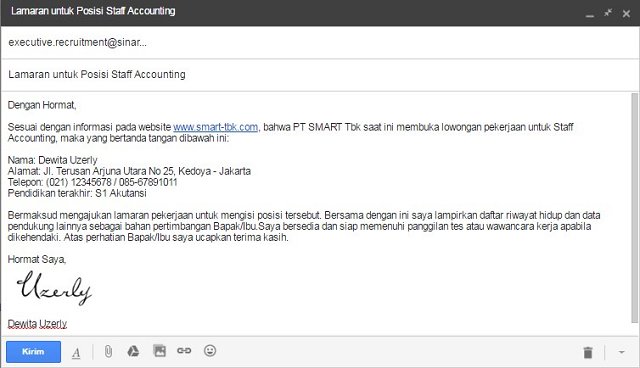 Membuat Surat Lamaran Kerja Via Email 2019 Buat Email