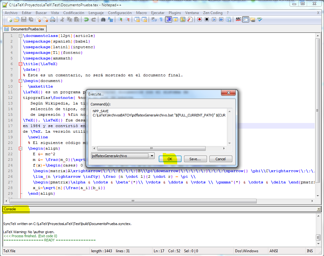Apuntes sobre desarrollo de software y más: LaTeX y Notepad++ ...