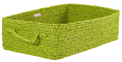 under-bed storage basket, raffia, green