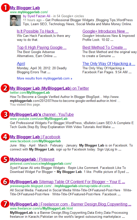 My Blogger Lab: Google Showing 7 Search Results for Specific Brands