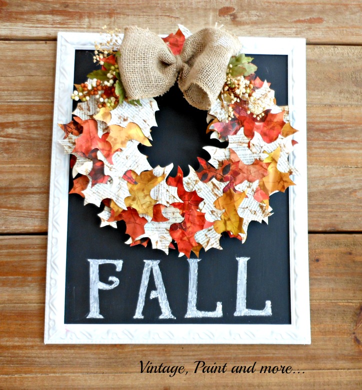 Vintage, Paint and more...A fall wreath made of paper leaves