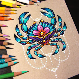11-Zodiac-Cancer-the-Crab-Danielle-Washington-Brightly-Colored-Pencil-Drawings-www-designstack-co