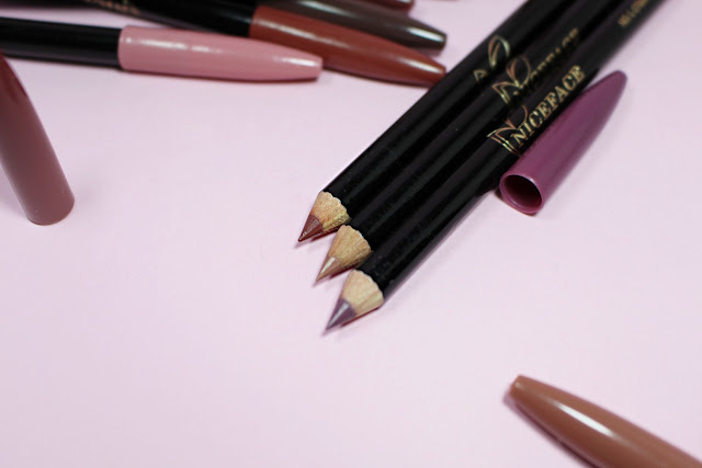 NiceFace 12 Colors Nude Lip Pencil Set Review Swatches liz breygel january girl nude neutral matte lipstick lip liner pencil review blogger tosave buy