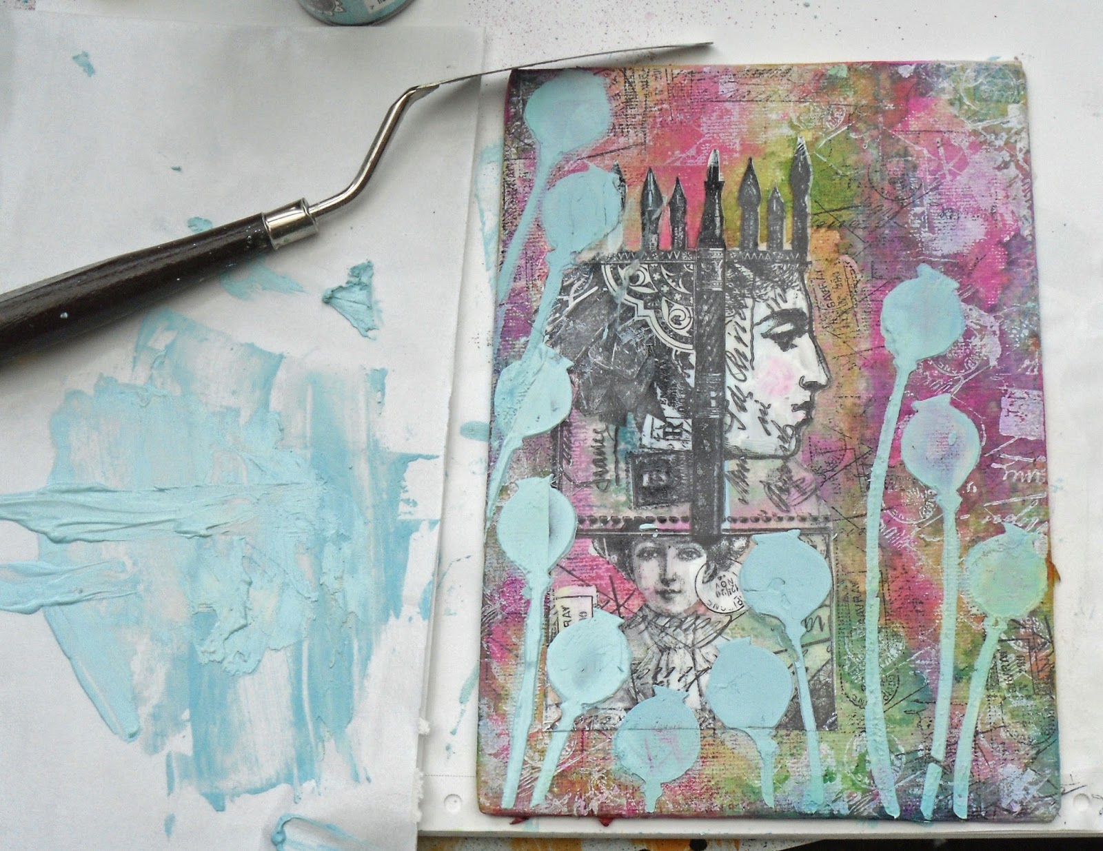 PaperArtsy Canvas {with Lynne Perrella Stamps by Helen Chilton}