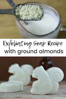 How to make exfoliating soap bar. If you need soap making ideas for beginners, try this diy easy melt and pour recipes without Craft tutorials like this makes a gret gift.  Uses glycerin soap, so you don't have to use lye.  Add ground almonds to exfoliate your skin.  Use in the bath or as a hand soap.  #soap #soapmaking