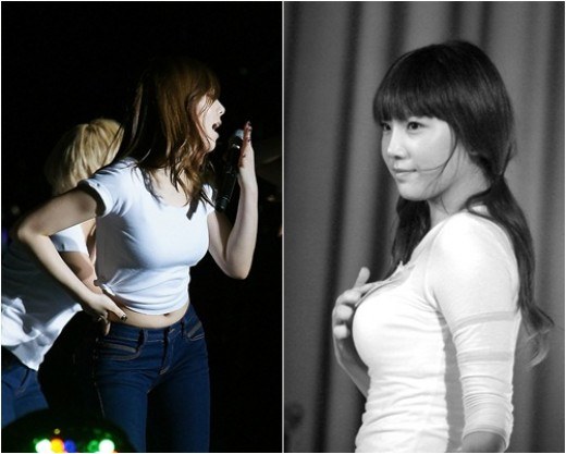 Netizens contemplate whether these are Taeyeon's real boobs. 