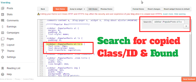 Search for copied class and ID from Blogger HTML Search for copied class and ID from Blogger HTML