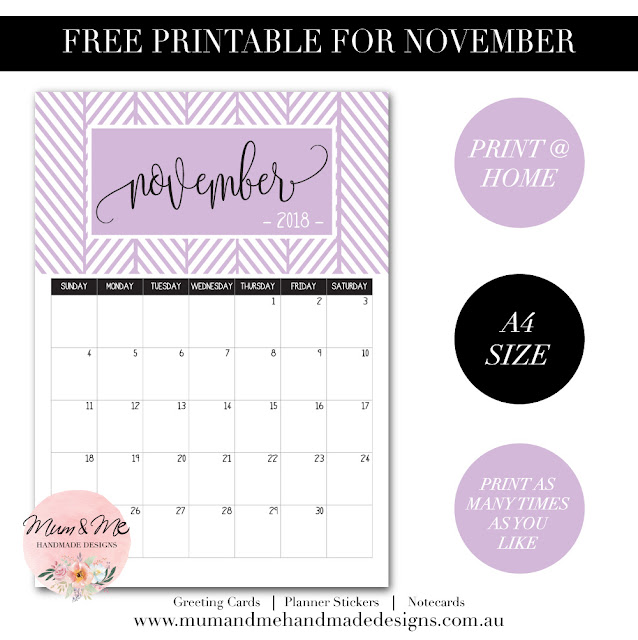 Free Printable Monthly Calendar - Light Lilac Herringbone by Mum and Me Handmade Designs