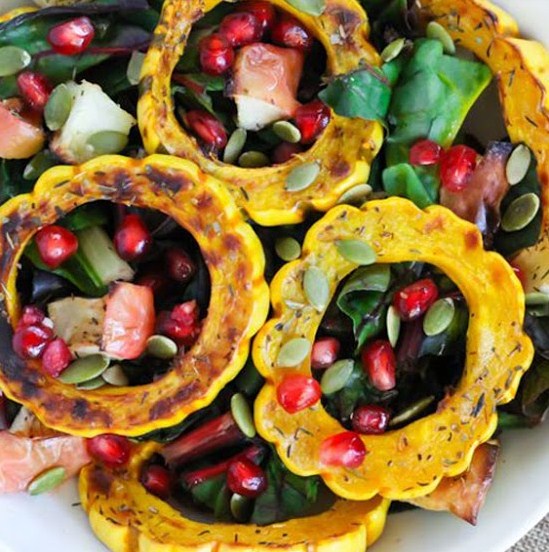 Christmas Roasted Apple and Squash Salad with Pomegranate Vinaigrette Christmas Roasted Apple and Squash Salad with Pomegranate Vinaigrette