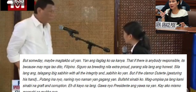Pres. Duterte slams Grace Poe for nixing emergency powers, holier than thou attitude: