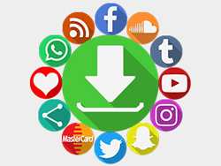 Shadowed Circle Colorful White Social Buttons