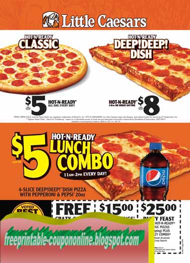 Little caesars coupons 2018 Details: Starting October 29, , and for the very first time, Little Caesars will be offering new Thin Crust Pepperoni Pizza at participating locations nationwide. The new Thin Crust Pepperoni Pizza is a large-size pizza featuring a crispy, flaky, thin crust, topped with sauce made from California crushed tomatoes and covered from edge-to /5(20).