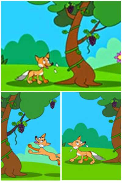 The Fox and The Grapes Short Moral Stories in Hindi for Class 1