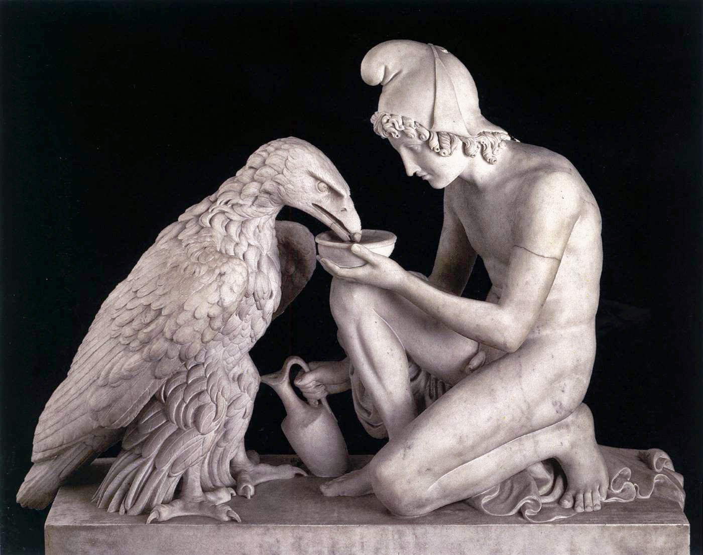 Bertel Thorvaldsen, Ganimedes con el águila de Zeus (1817), Museo Thorvaldsen, Copenhague Bertel Thorvaldsen, Ganimedes con el águila de Zeus (1817), Museo Thorvaldsen, Copenhague
