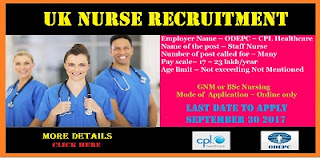 NHS Trust UK Nurse Recruitment 2017, DEPC Nursing Job Vacancy