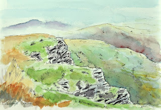 Black Combe Cumbria ink and watercolour sketch