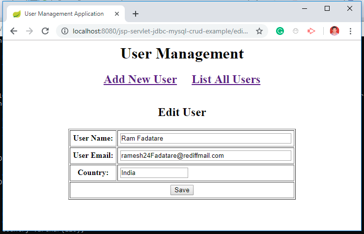 jsp servlet web application example