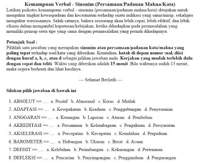 Contoh Soal Psikotes Hafalan Kata