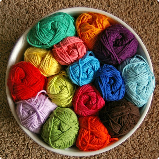 colorful basket of yarn