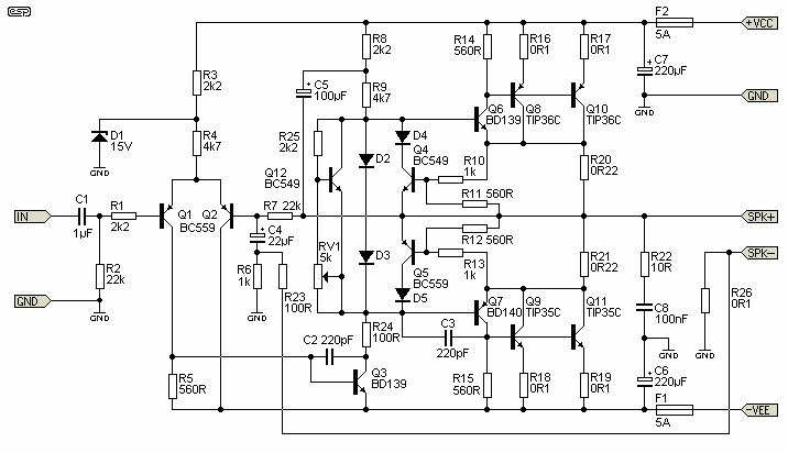 Electro Zone: Guitar Amplifier Schematic Diagram 100W