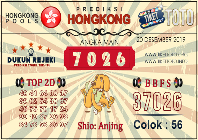 Prediksi Togel HONGKONG TIKETTOTO 20 DESEMBER 2019