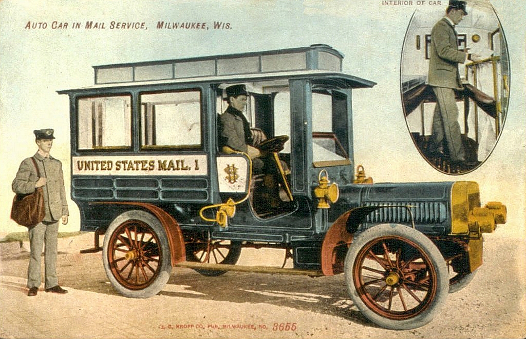transpress nz Johnson Service Company mail vehicle, 1907