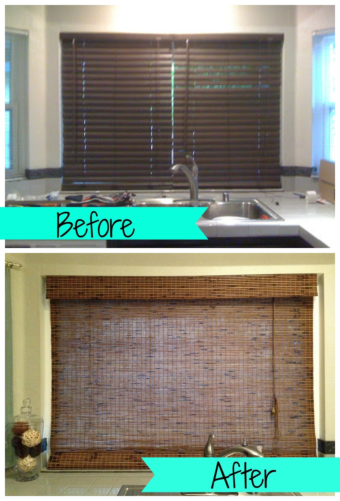 Adventures in DIY Bamboo Roman Shades Kitchen Update